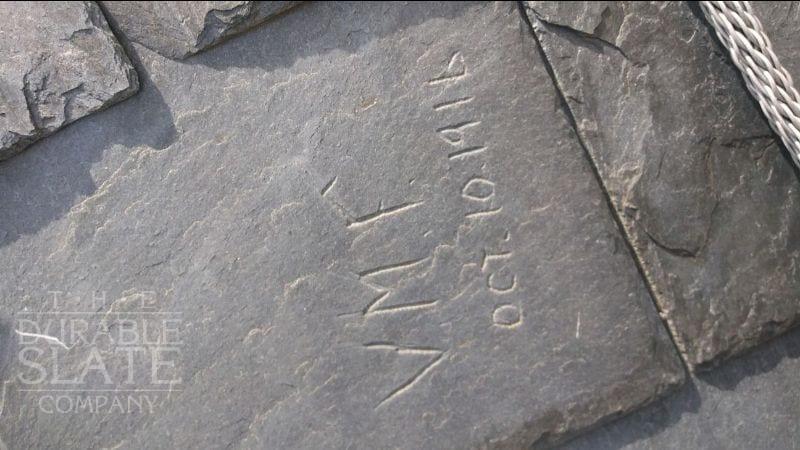 grey slate tile from cynthiana kentucky inscribed with VMF Oct. 10. 1916