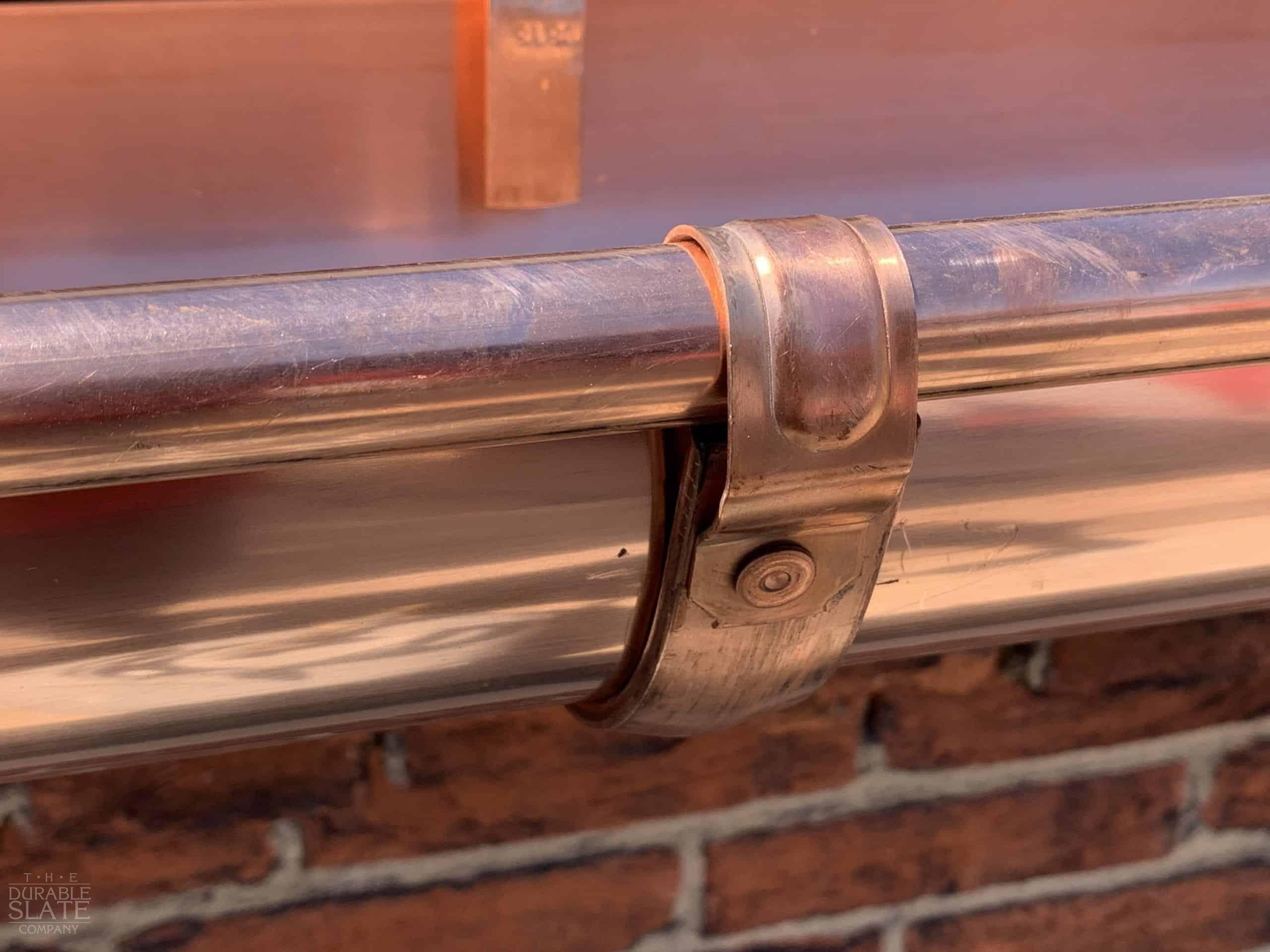 close up of copper gutter on ebenezer church in washington district of columbia