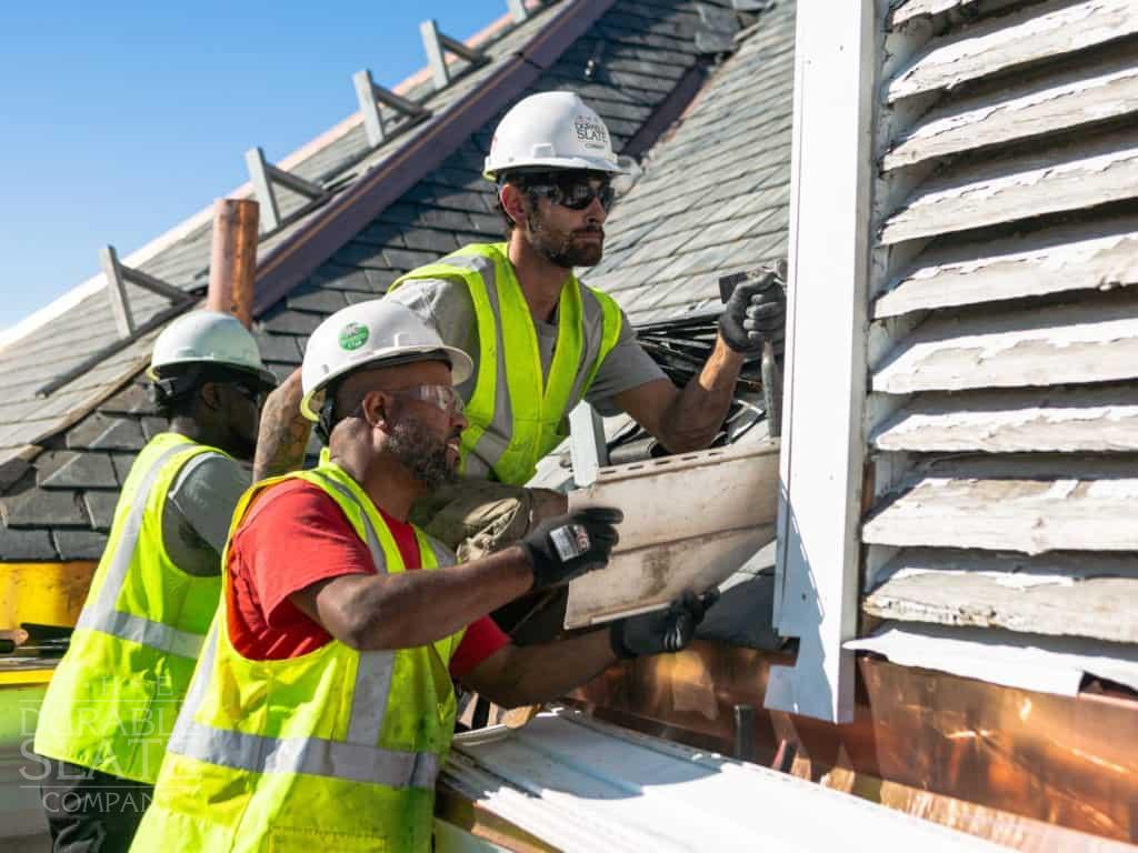 historic roofers fixing cedarville operate house slate roof and copper flashing