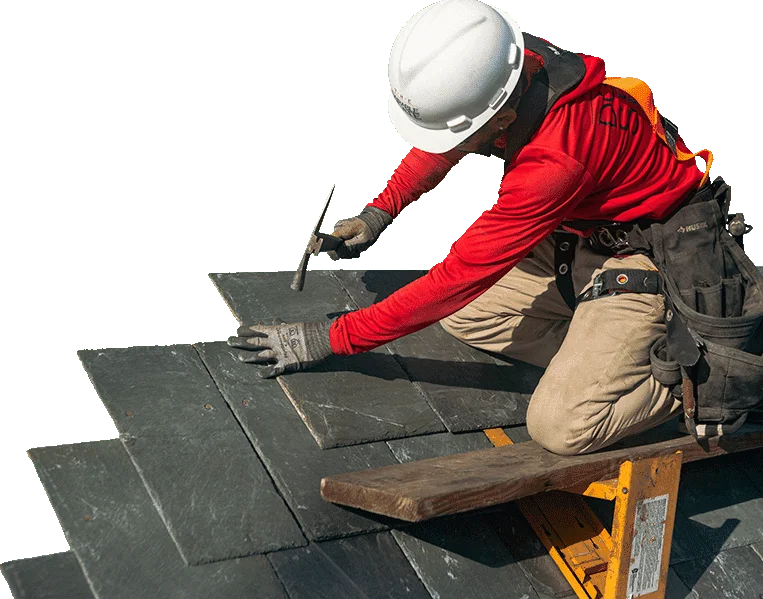 A slate roofer for The Durable Slate Company