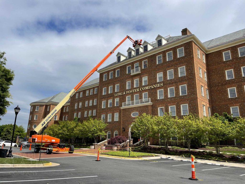 a large orange building