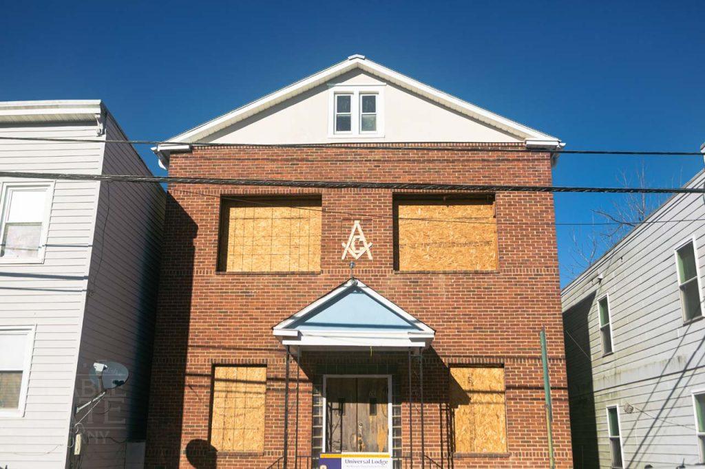 a close up of a brick building