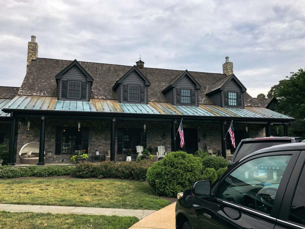 a car parked in front of a house