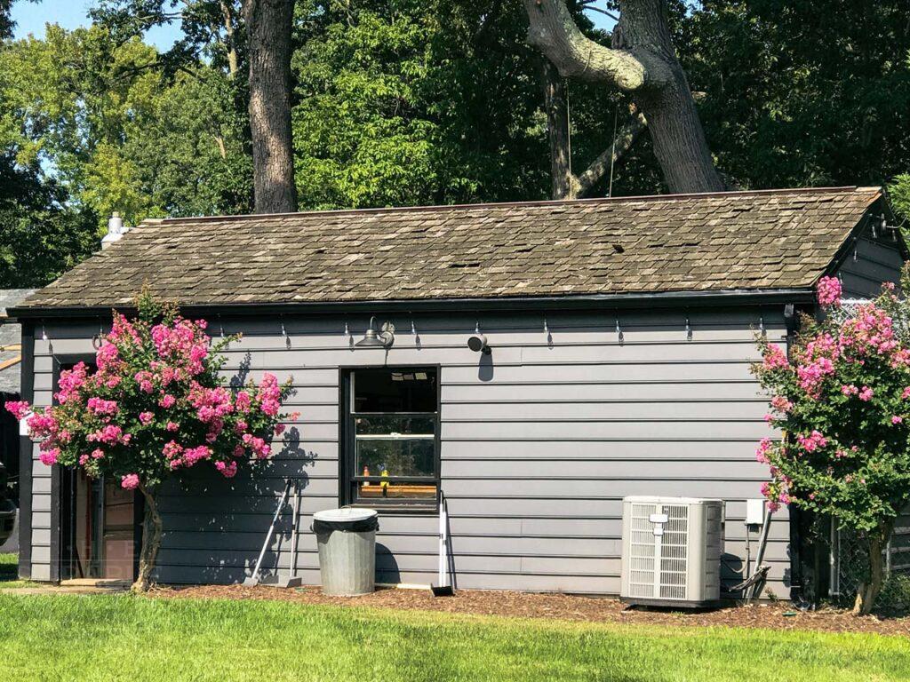 a tree in front of a house