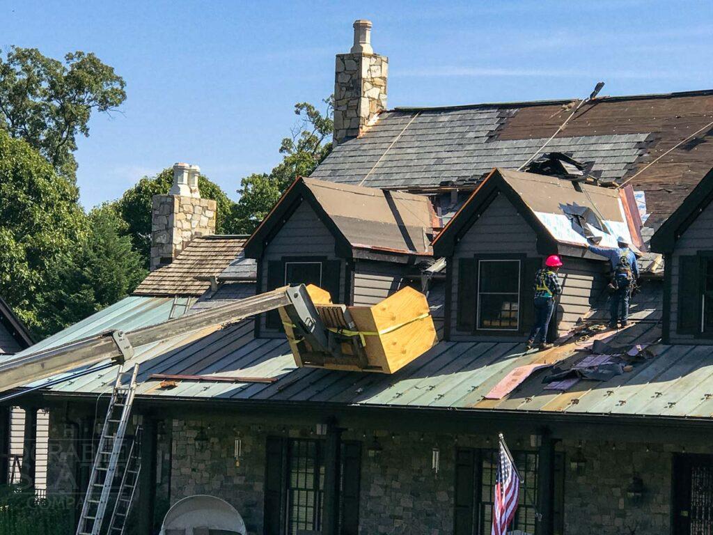 the roof of a building